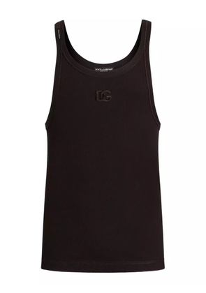 Dolce & Gabbana logo-embroidered ribbed tank top - Brown