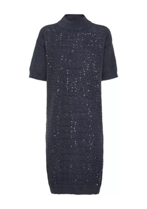 Brunello Cucinelli croc-motif sequin dress - Blue