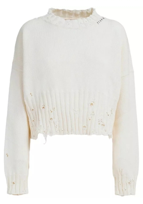 Marni cropped distressed jumper - White