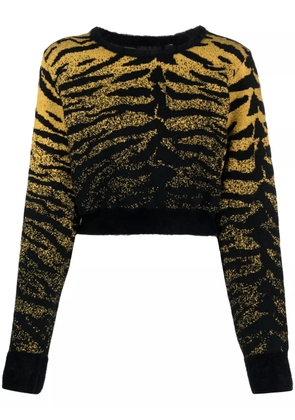 GCDS lurex-detail zebra-jacquard cropped jumper - Black