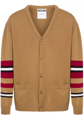 Moschino stripe-trimmed virgin-wool cardigan - Brown