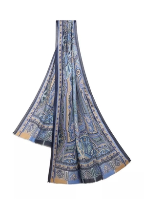 ETRO patterned cashmere scarf - Blue