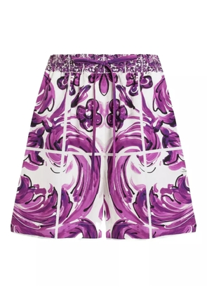 Dolce & Gabbana mosaic-print cotton shorts - White