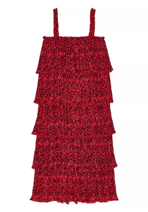 GANNI floral-print pleated midi dress - Red