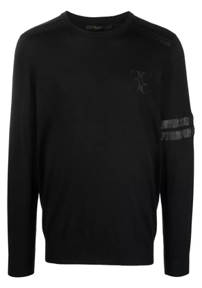 Billionaire snakeskin-effect fine-knit jumper - Black