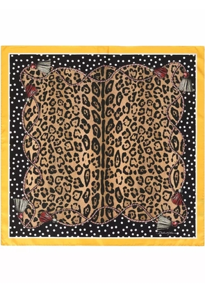Dolce & Gabbana leopard-print silk scarf - Brown