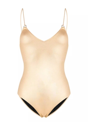 CHANEL Pre-Owned 2022 CC metallic-effect swimsuit - Gold
