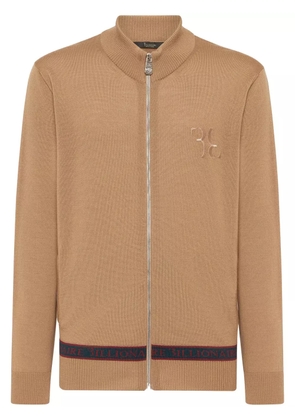 Billionaire logo-embroidered zip-up jumper - Neutrals