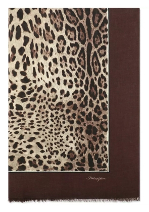 Dolce & Gabbana leopard-print silk scarf - Brown