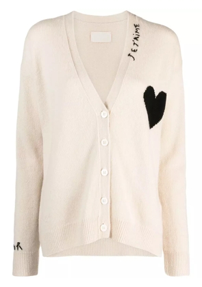 Zadig&Voltaire Mirka heart-embroidered cashmere cardigan - Neutrals