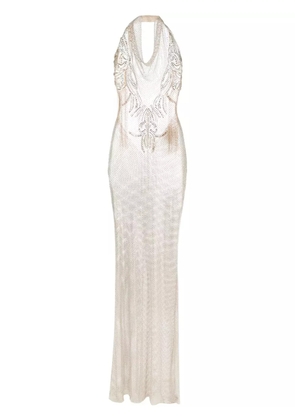 Genny rhinestone-embellished sheer gown - Gold