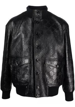 Gucci all-over GG-pattern leather jacket - Black