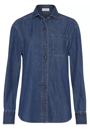 Brunello Cucinelli Monili-detail buttoned denim shirt - Blue