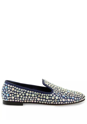 Giuseppe Zanotti Evangeline rhinestone-embellished suede loafers - Blue