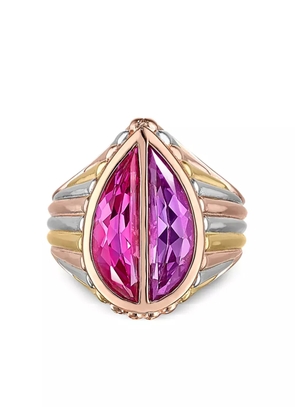 Anabela Chan 18kt gold vermeil Amethyst Pear Signet ring - Pink