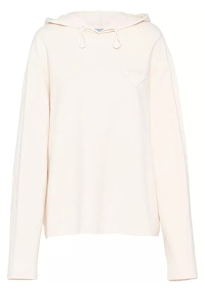Prada logo-plaque hooded T-shirt - Neutrals