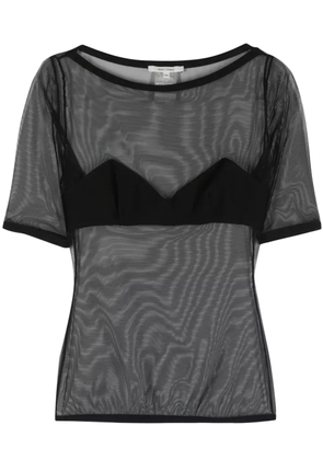 Nensi Dojaka bra-effect-panel mesh T-shirt - Black