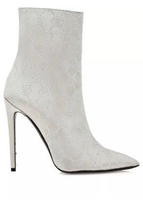 Philipp Plein 120mm Monogram Satin boots - Neutrals