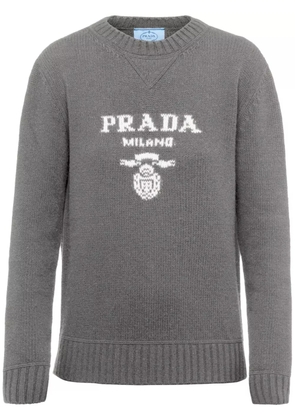 Prada logo-intarsia cashmere jumper - Grey