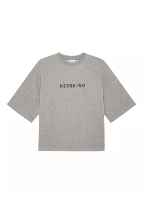 HERSKIND Linette embroidered short-sleeve T-shirt - Grey