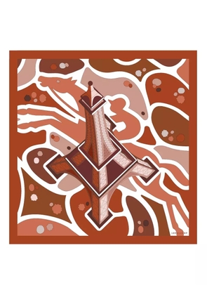 Longchamp Equestrian Tower silk scarf - Orange