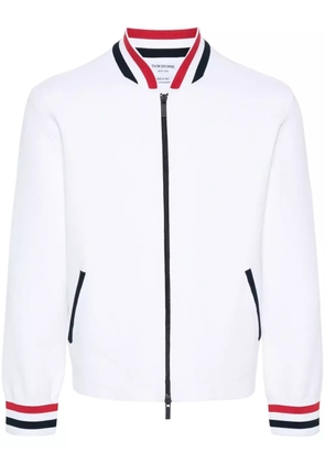 Thom Browne RWB-stripe knitted bomber jacket - White