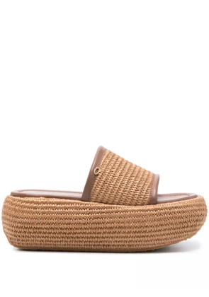 Gianvito Rossi 60mm woven raffia espadrilles - Brown
