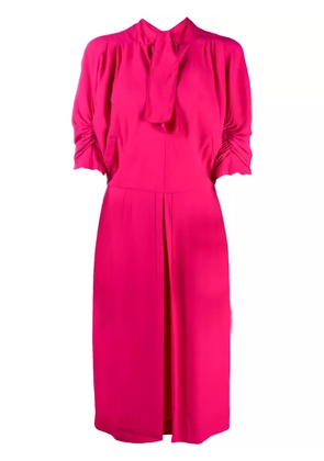 Marni ruched-sleeves tie-neck day dress - Pink