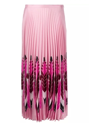 Valentino Garavani feather print pleated midi skirt - Pink
