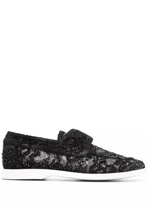 Le Silla lace embroidered loafers - Black