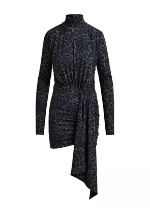 Essentiel Antwerp Imortel turtleneck leopard-print mini dress - Black