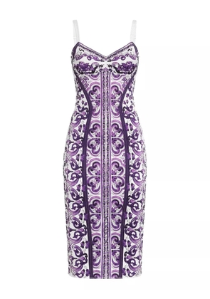 Dolce & Gabbana Majolica-print midi dress - White