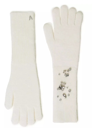 TWINSET embroidered knitted gloves - White