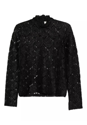 Róhe lace mock-neck T-shirt - Black