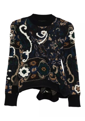 sacai floral-pattern embellished sweater - Blue