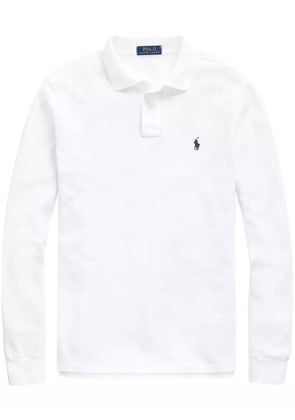 Polo Ralph Lauren logo embroidered long-sleeve polo shirt - White