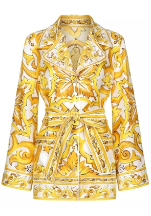 Dolce & Gabbana Majolica-print belted shirt - Yellow