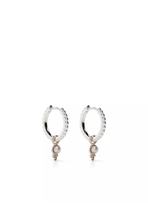 DOWER AND HALL Dotty Pearl charm hoops - Silver
