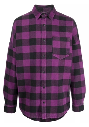 Palm Angels logo-print checked shirt - Purple