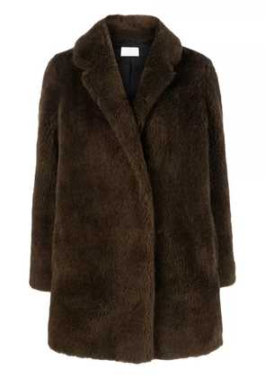 Yves Salomon notched-collar single-breasted coat - Brown