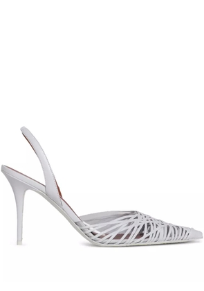 Amina Muaddi 90mm Lori strappy pointed-toe slingback pumps - White