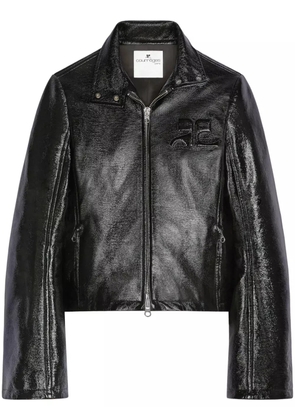 Courrèges embossed-logo zip-fastening jacket - Black