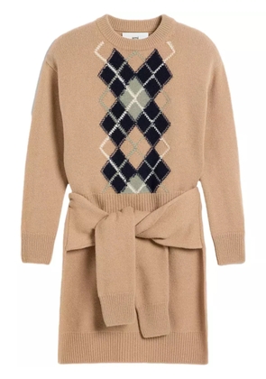 AMI Paris Argyle Double layered jumper - Neutrals