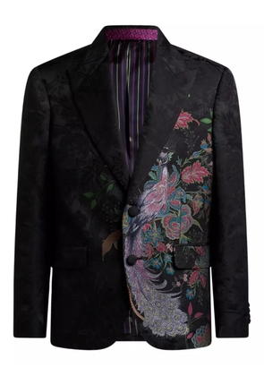 ETRO Peacock-jacquard single-breasted blazer - Black