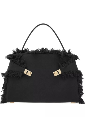 Ferragamo large Hug fringe-detail shoulder bag - Black