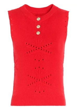 Barrie perforated-motif top - Red