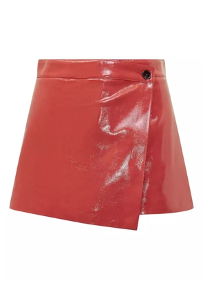 MSGM patent leather asymmetric skorts - Red
