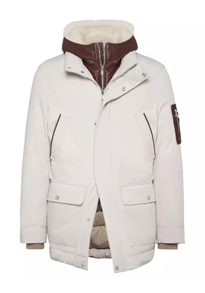 Brunello Cucinelli double closure padded jacket - White