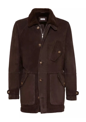 Brunello Cucinelli shearling single-breasted coat - Brown