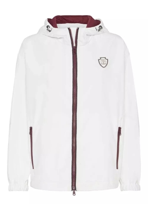 Brunello Cucinelli logo-patch hooded jacket - White